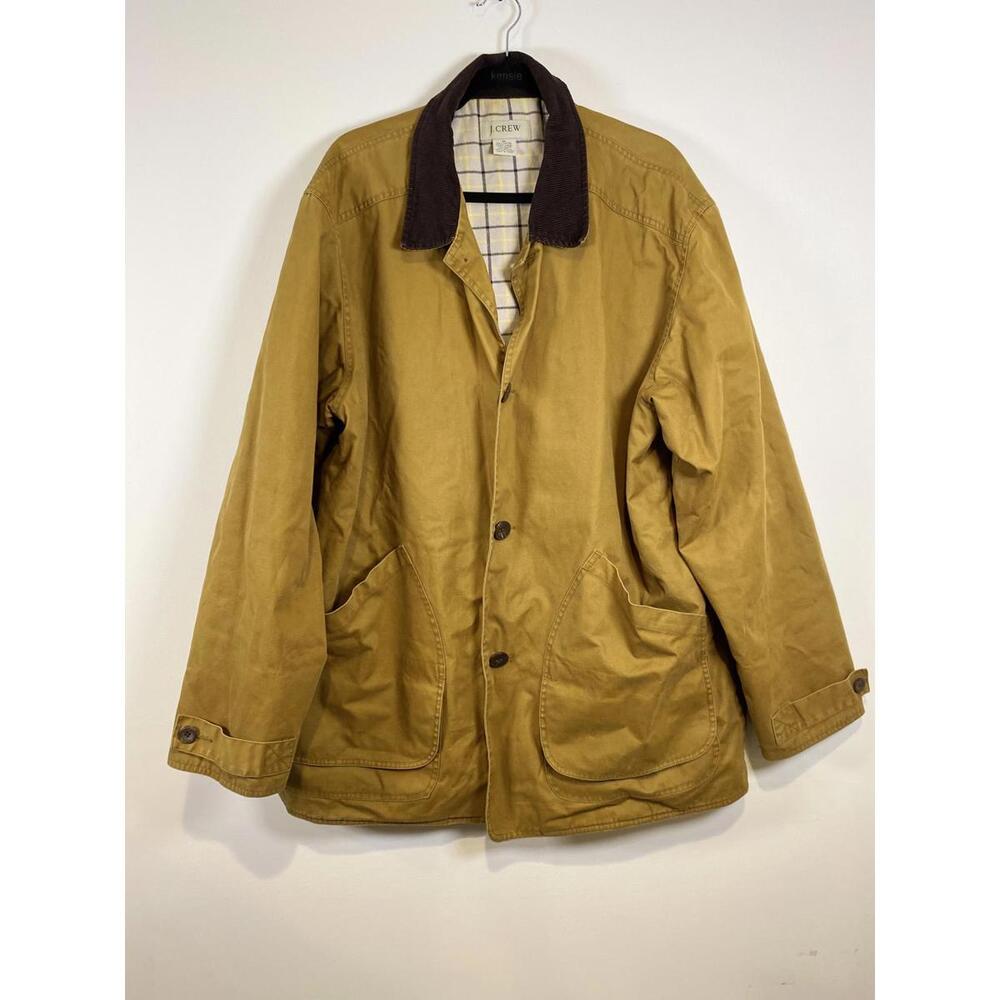 J.Crew Men's XL Mustard 100% Cotton Jacket with Corduroy Collar